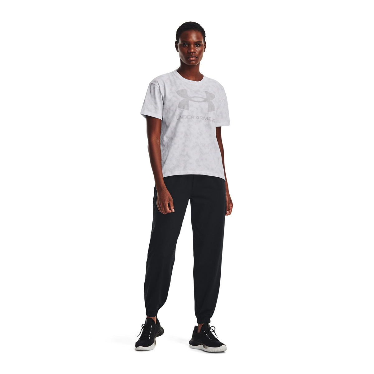 Polera manga corta UA Sporstyle Logo Aop Heavyweight para mujer