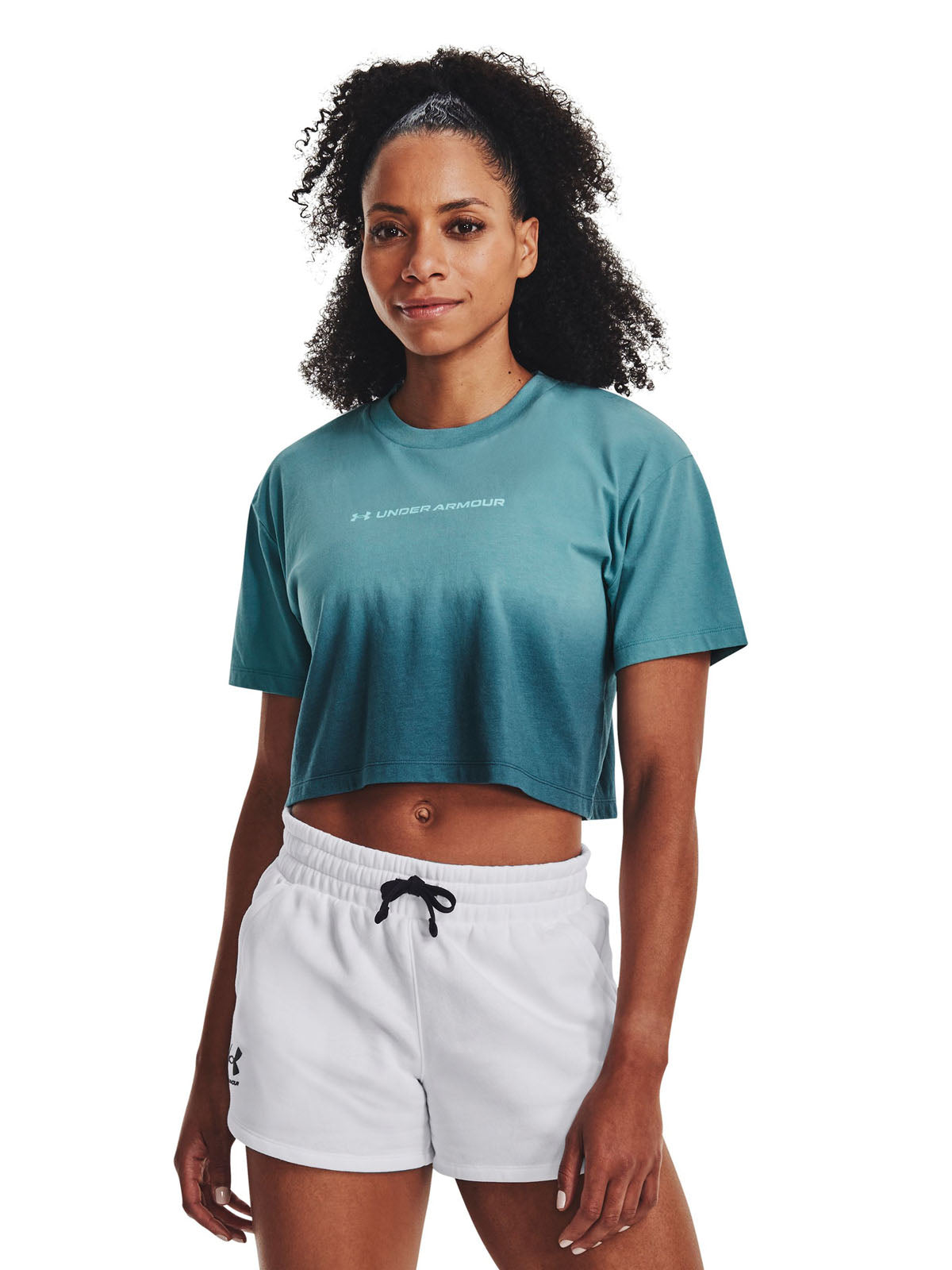 Polera manga corta UA Branded Dip Dye Crop para mujer
