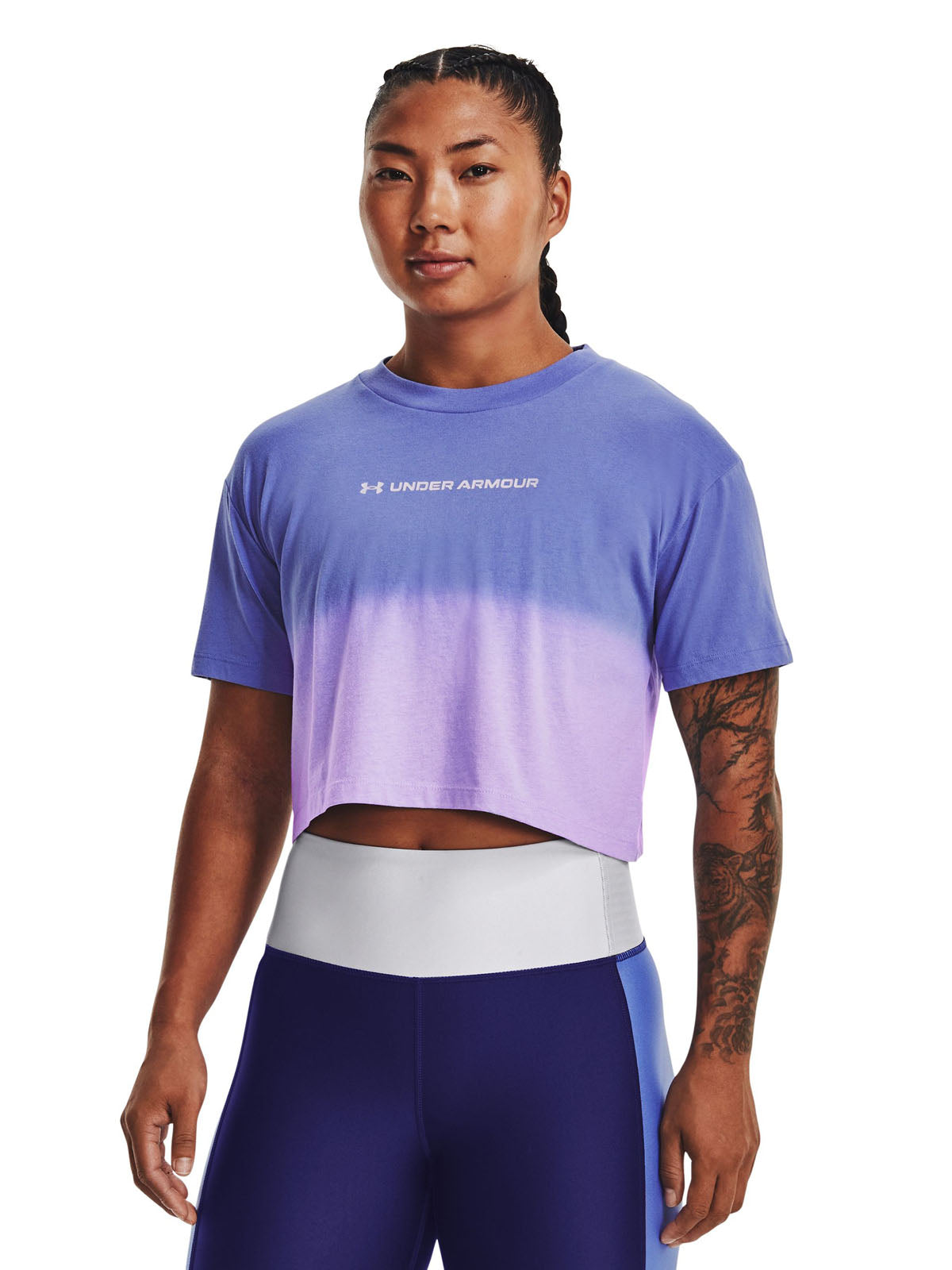 Polera manga corta UA Branded Dip Dye Crop para mujer
