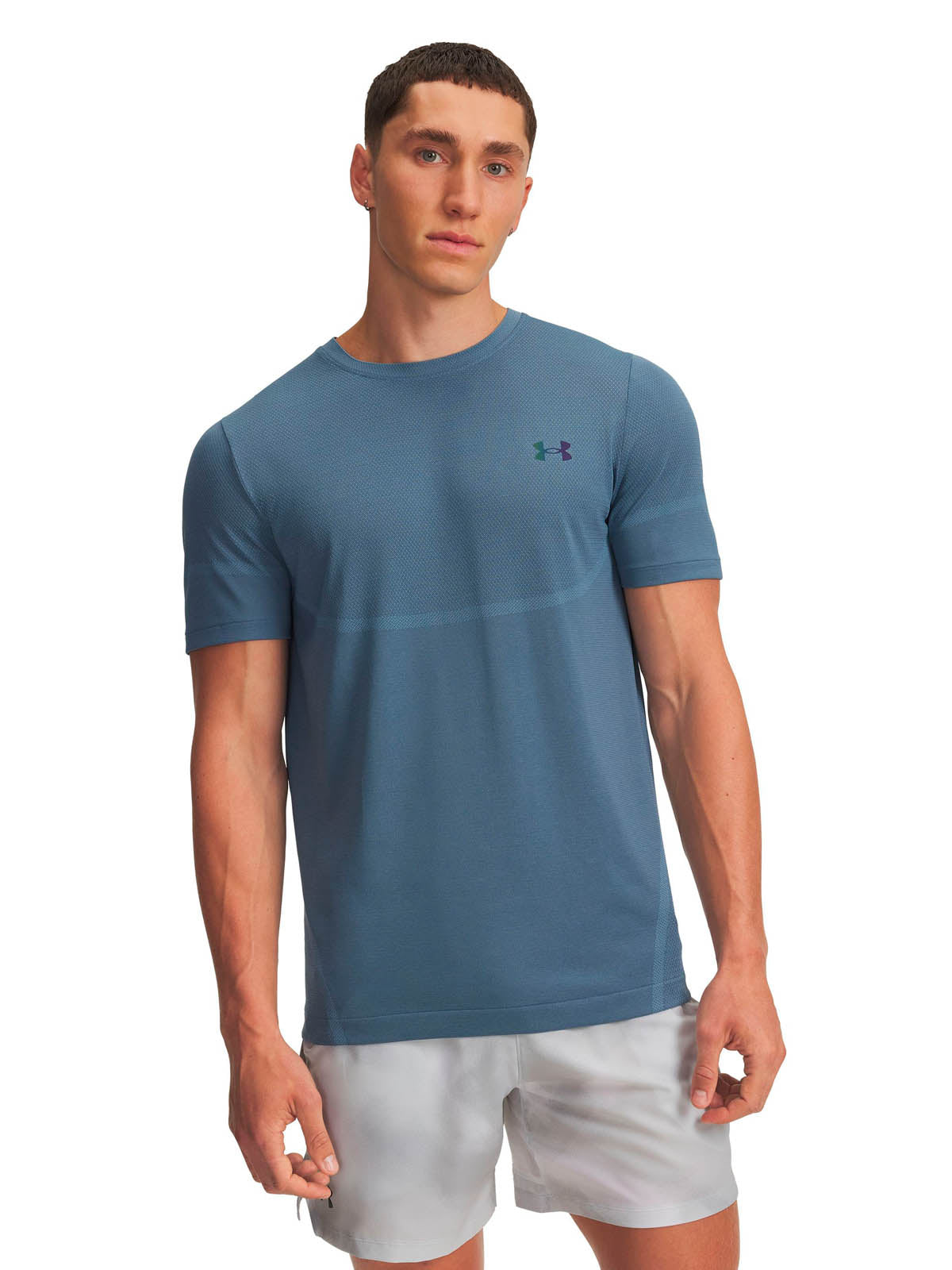 Polera manga corta de entrenamiento para hombre Vanish Elite Seamless Azul Under Armour