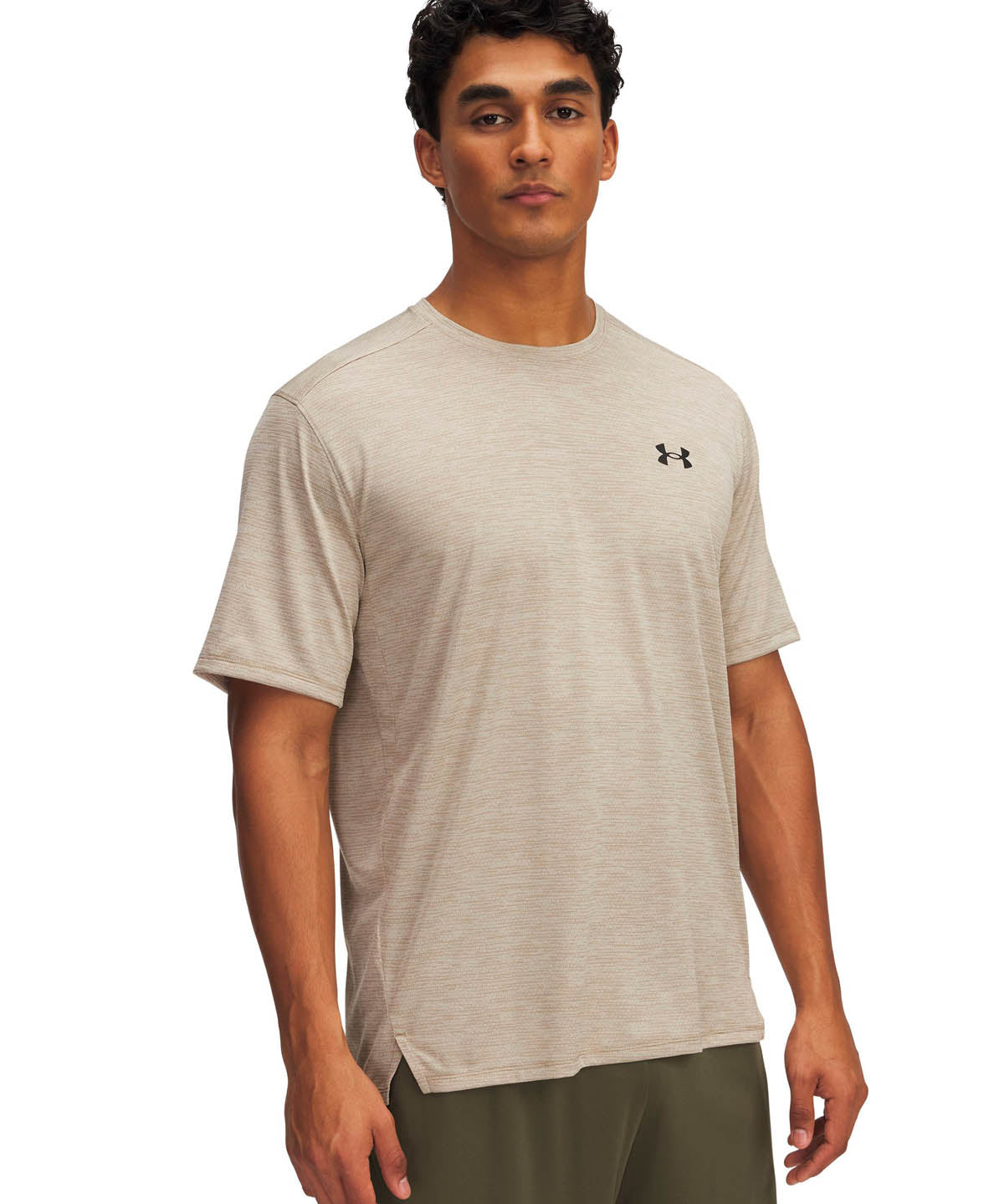 Polera manga corta de entrenamiento para hombre Tech Vent café Under Armour