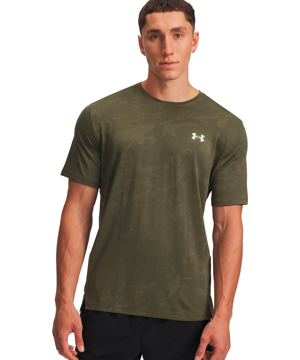 Polera manga corta de entrenamiento para hombre Tech Vent Jacquard Verde Under Armour