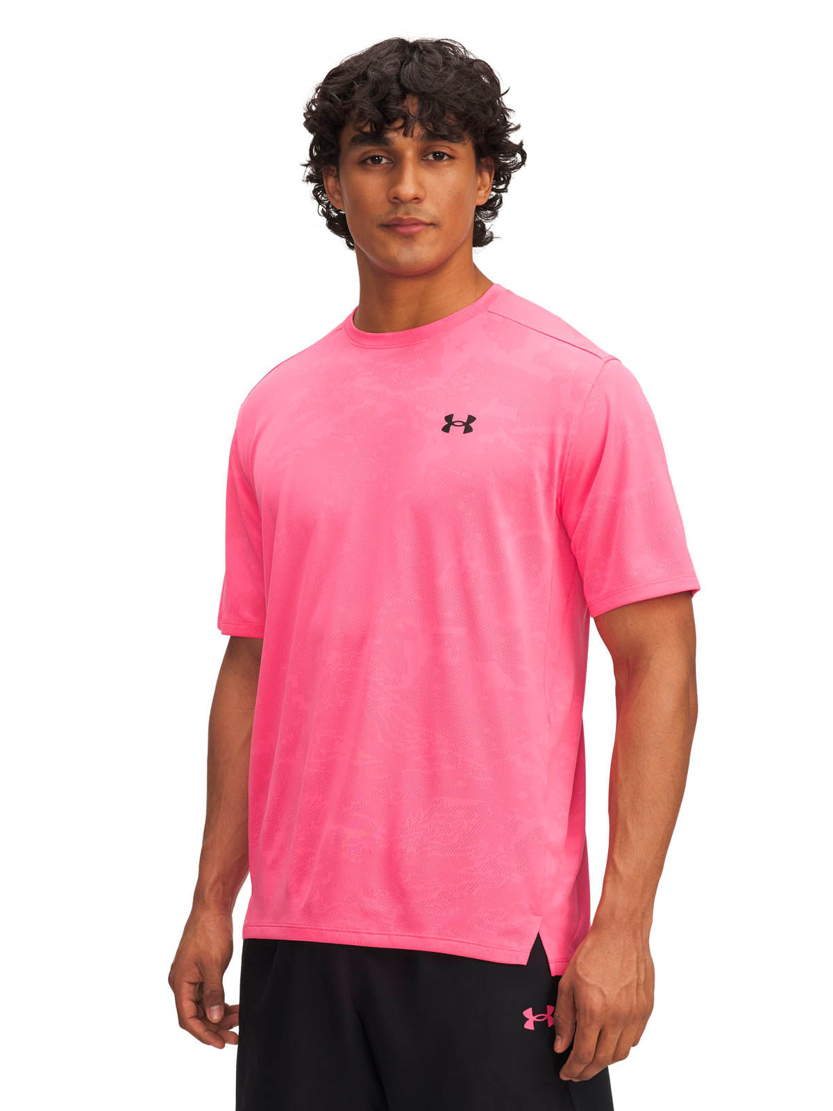 Polera manga corta de entrenamiento para hombre Tech Vent Jacquard Rosa Under Armour