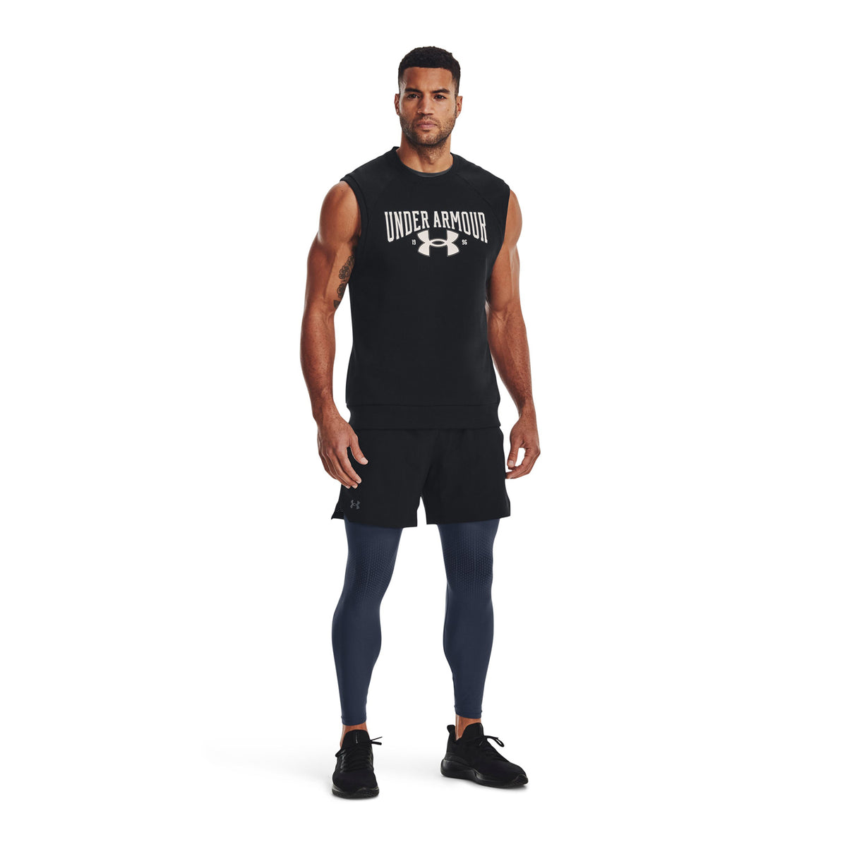 Polera sin mangas UA Rival Fleece Crew para hombre