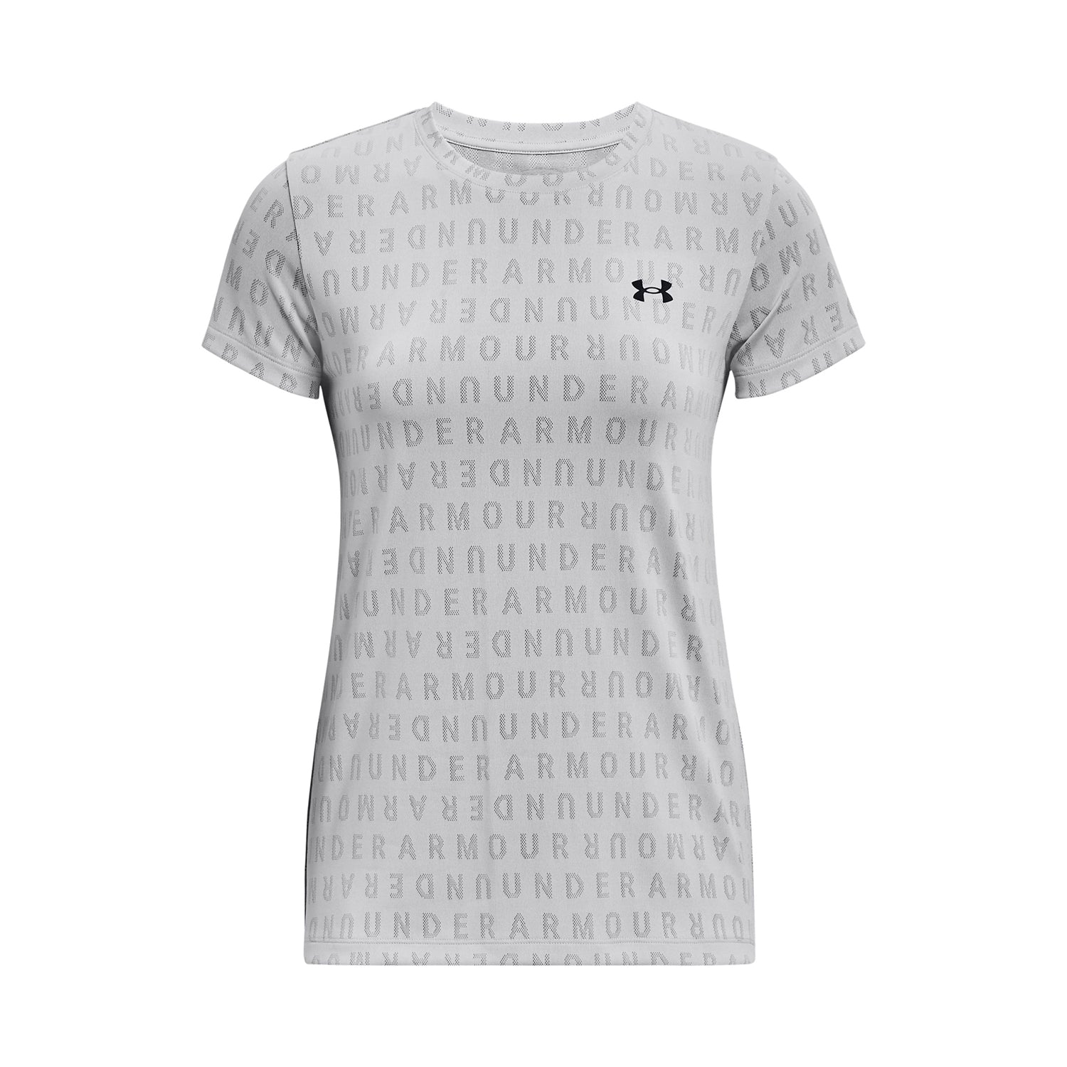 Polera manga corta Velocity Wordmark Jacqrd para mujer Under Armour