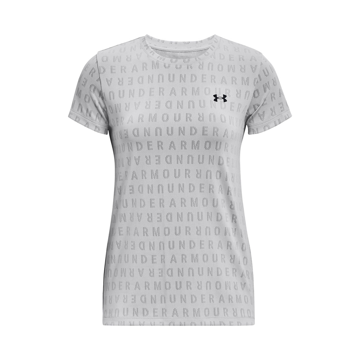 Polera manga corta Velocity Wordmark Jacqrd para mujer Under Armour