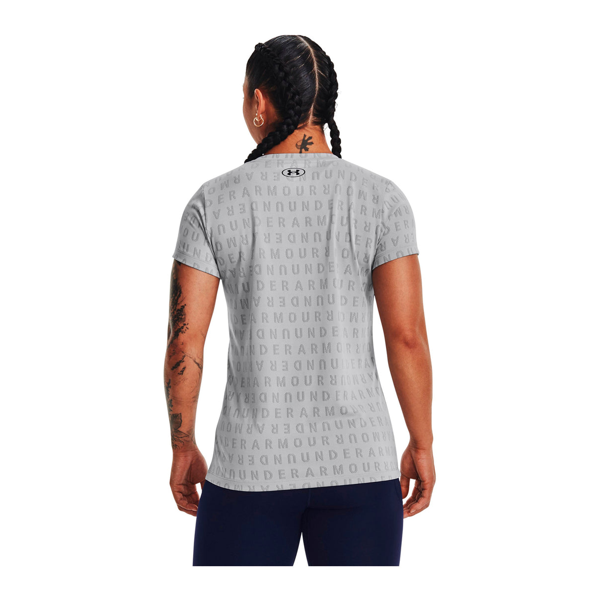 Polera manga corta Velocity Wordmark Jacqrd para mujer Under Armour