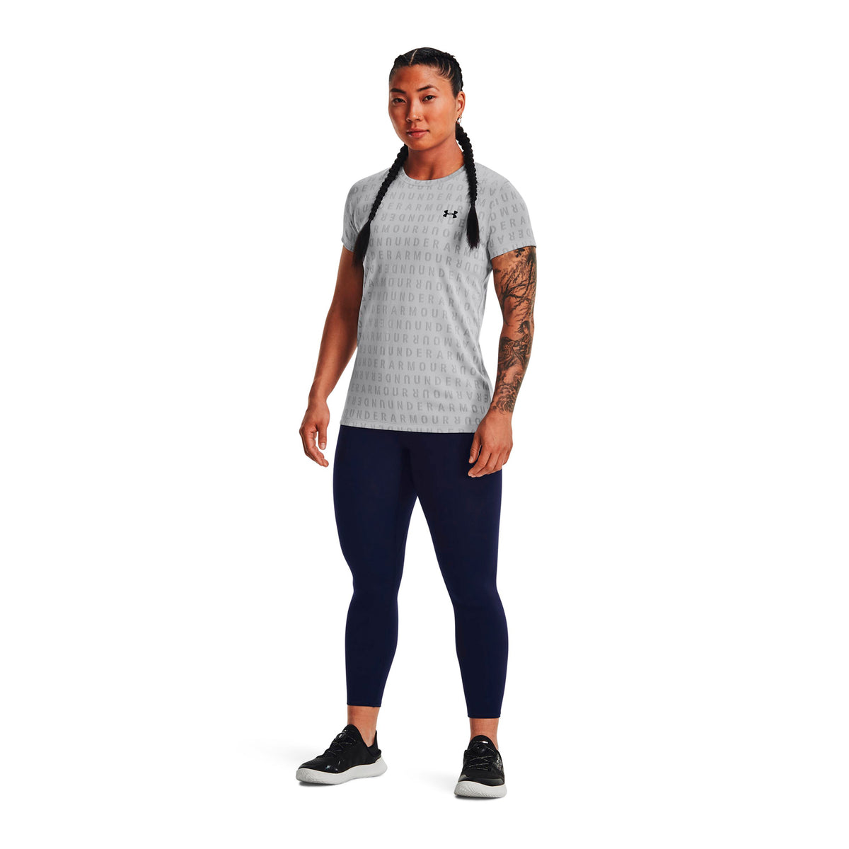 Polera manga corta Velocity Wordmark Jacqrd para mujer Under Armour