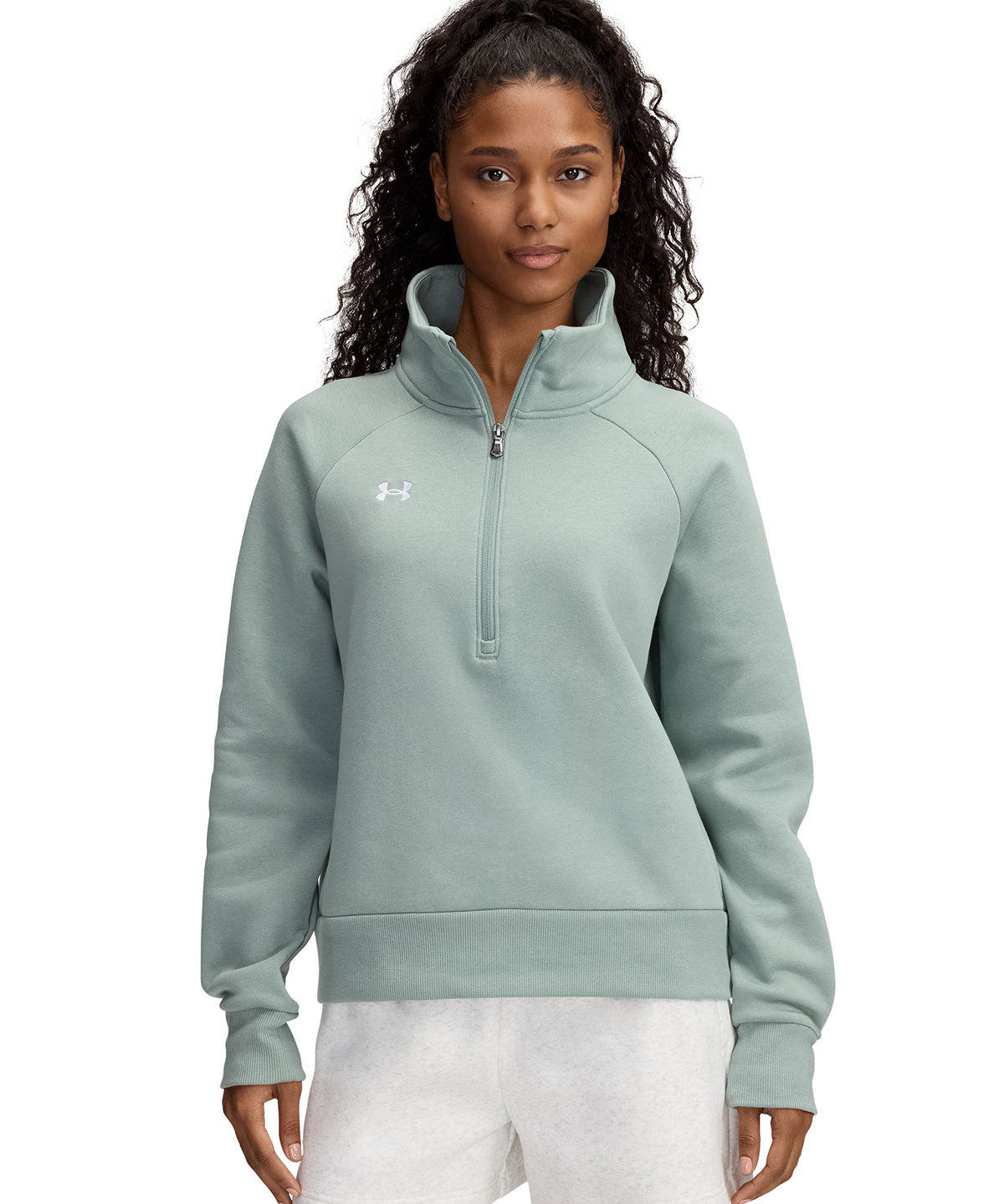 Polerón mujer Under Armour Rival fleece ½ cierre verde