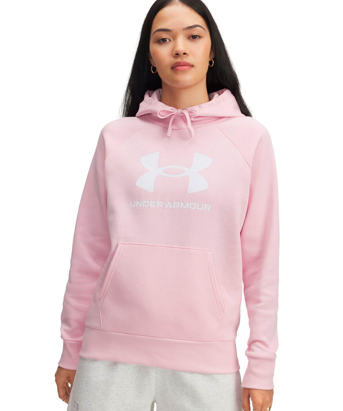 Polerón Lifestyle para mujer Rival Fleece Big Logo rosado Under Armour