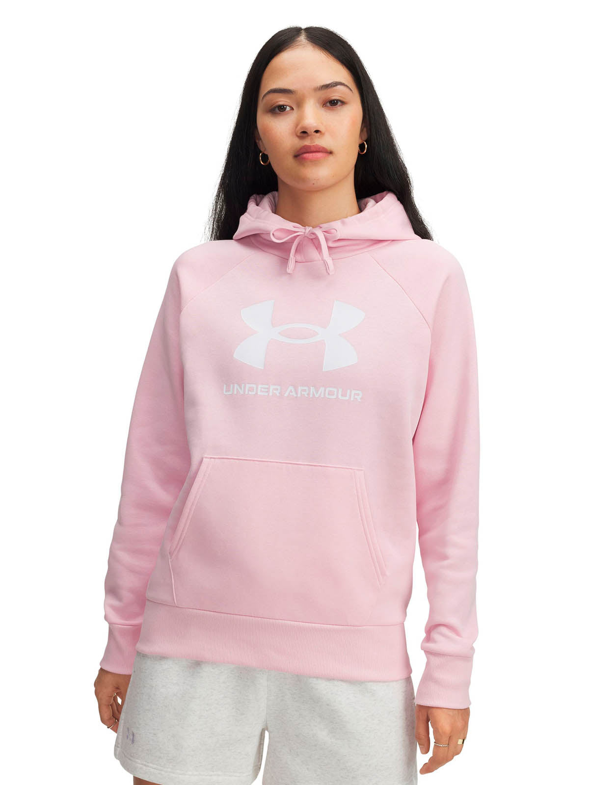 Polerón Lifestyle para mujer Rival Fleece Big Logo rosado Under Armour