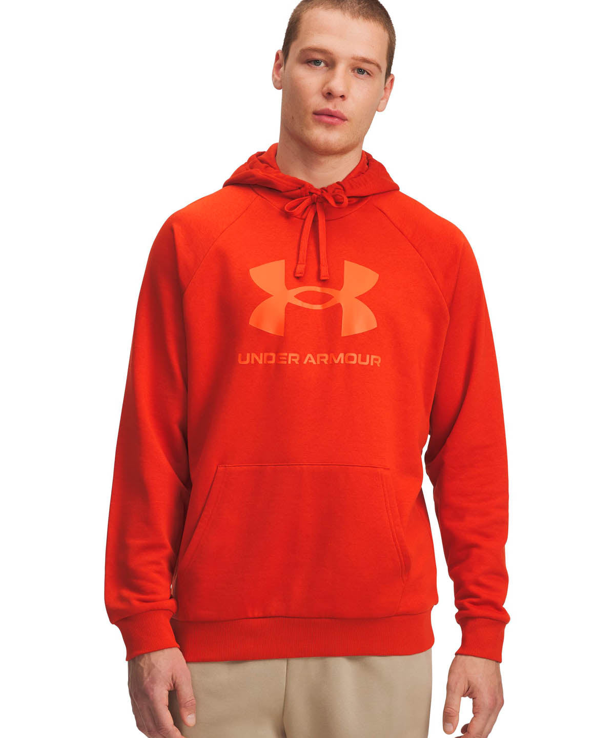 Polerón Lifestyle para hombre Rival Fleece Logo naranjo Under Armour