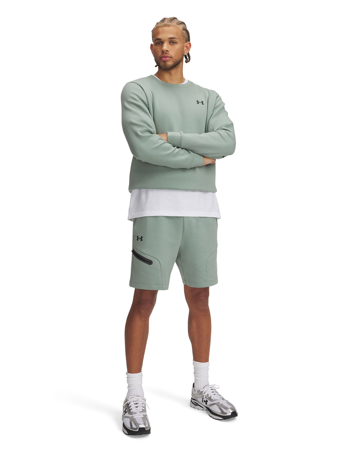 Shorts Under Armour Unstoppable Fleece verde para hombre