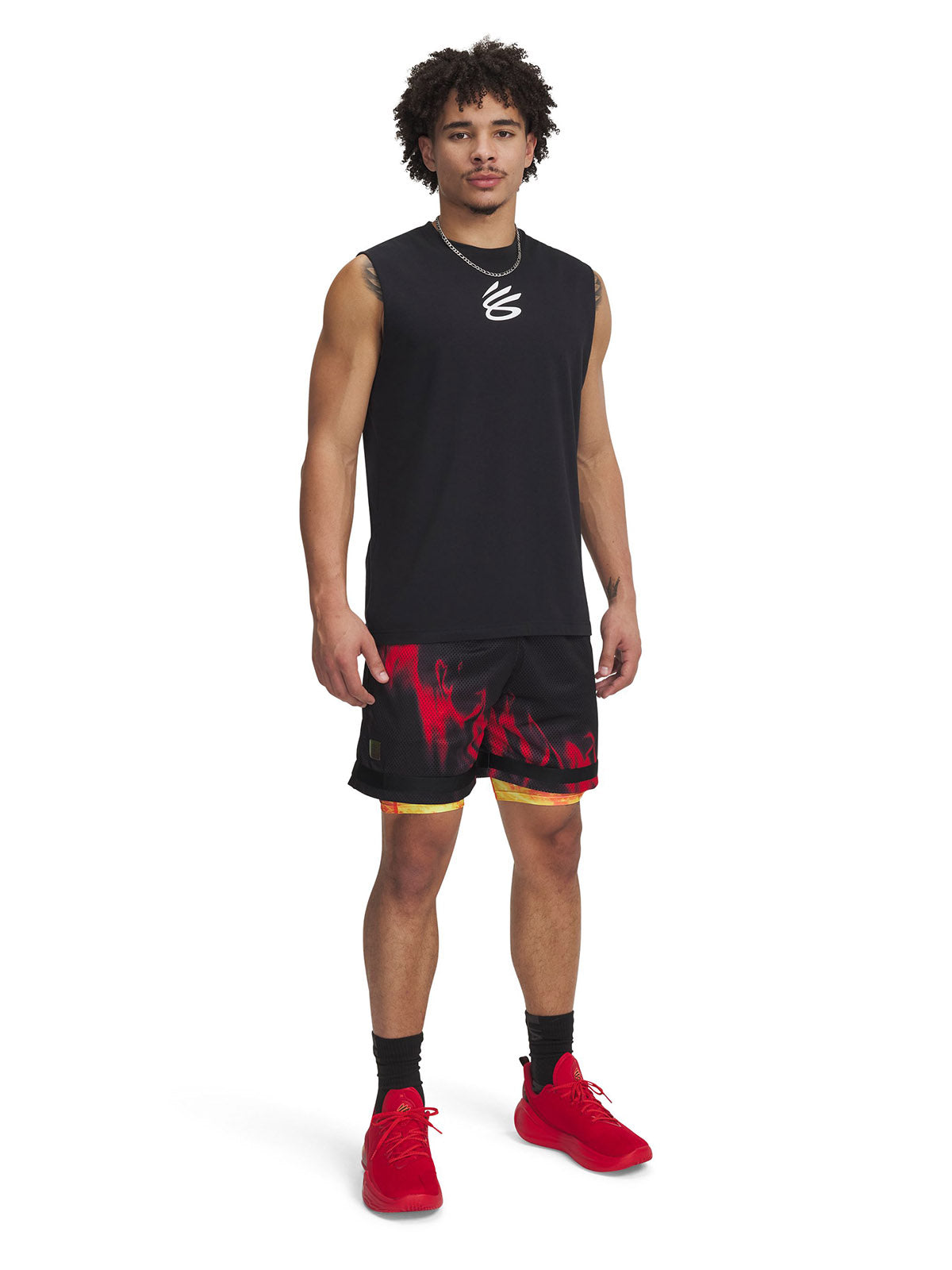Shorts Curry Heatgear naranjo para hombre Under Armour