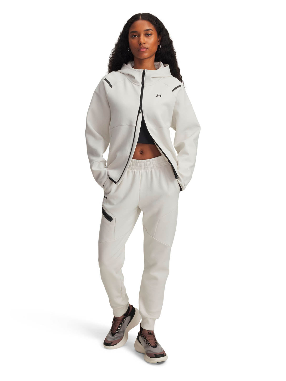 Polerón Lifestyle para mujer Unstoppable Fleece Full-Zip blanco Under Armour