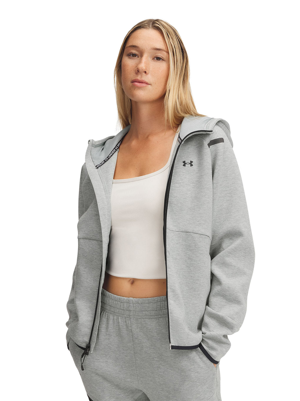 Polerón Under Armour Unstoppable fleece con cierre verde para mujer