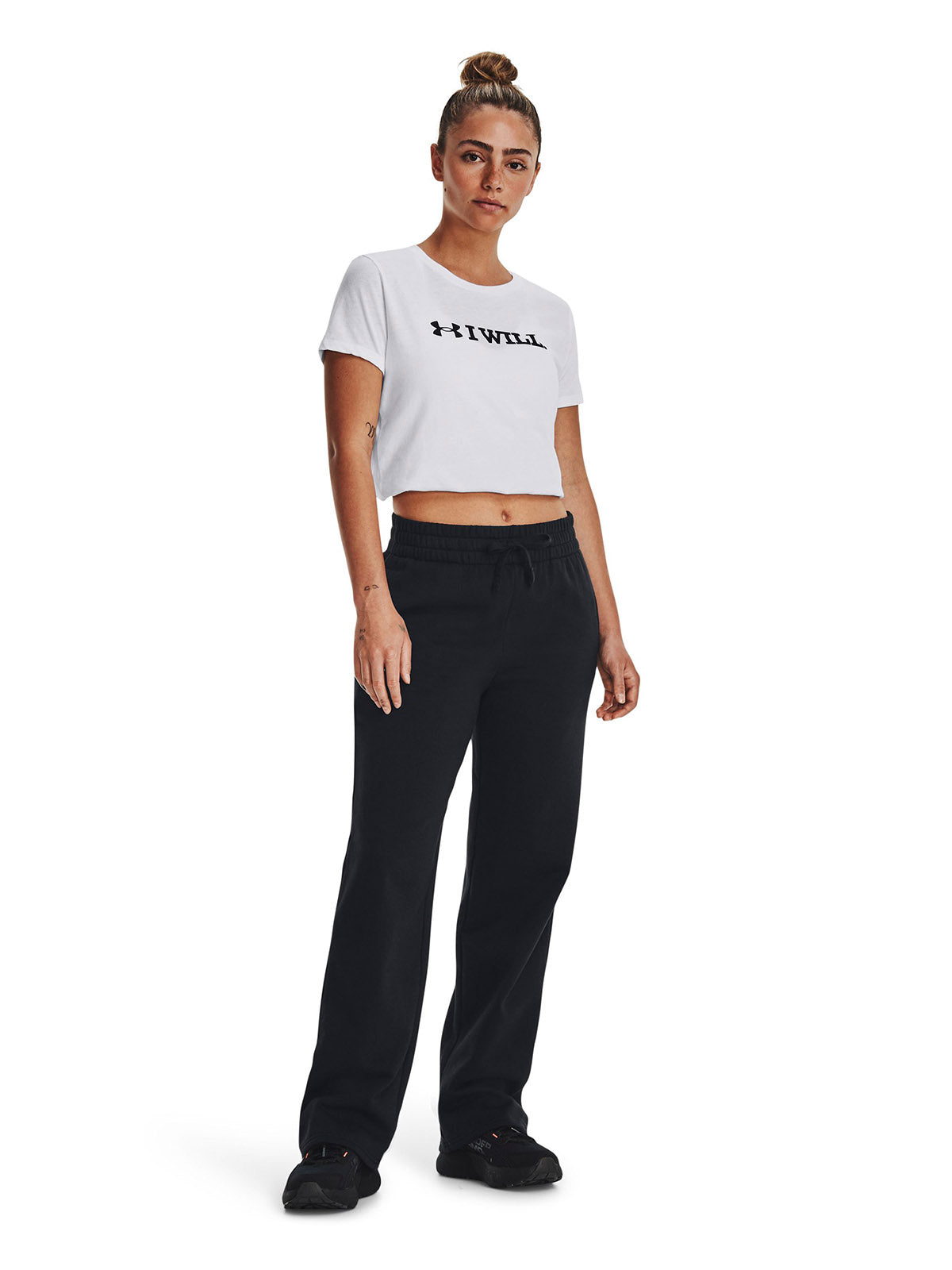 Pantalón UA Rival Fleece Straight Leg negro para mujer