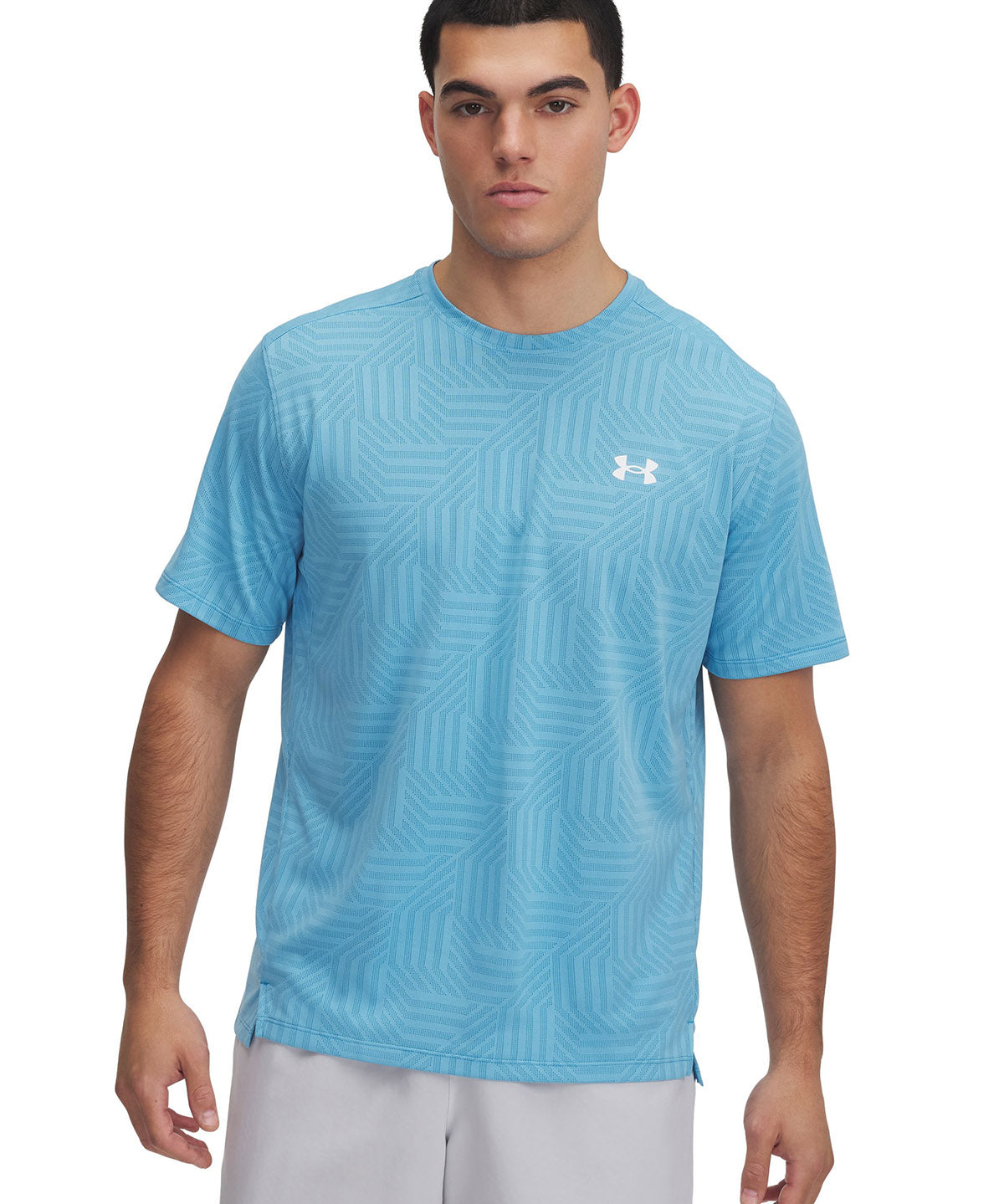 Polera manga corta Under Armour tech vent geotessa azul para hombre
