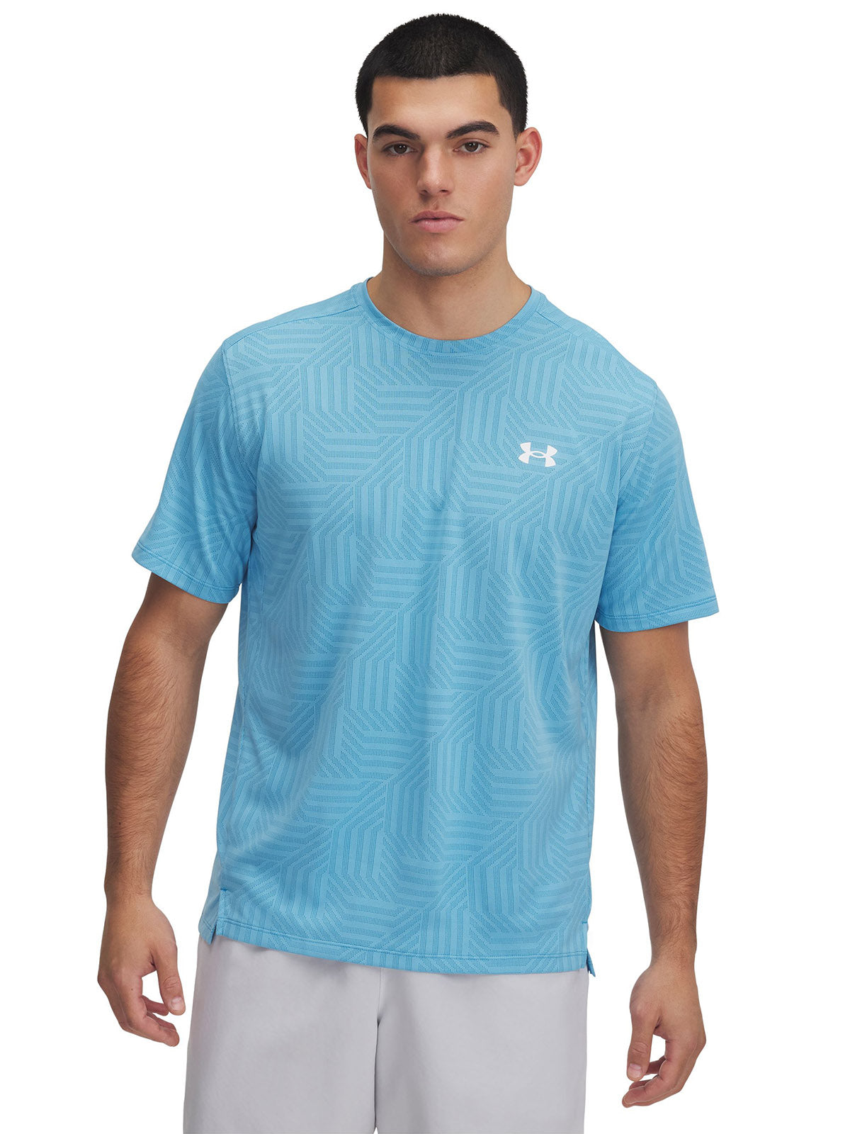 Polera manga corta Under Armour tech vent geotessa azul para hombre