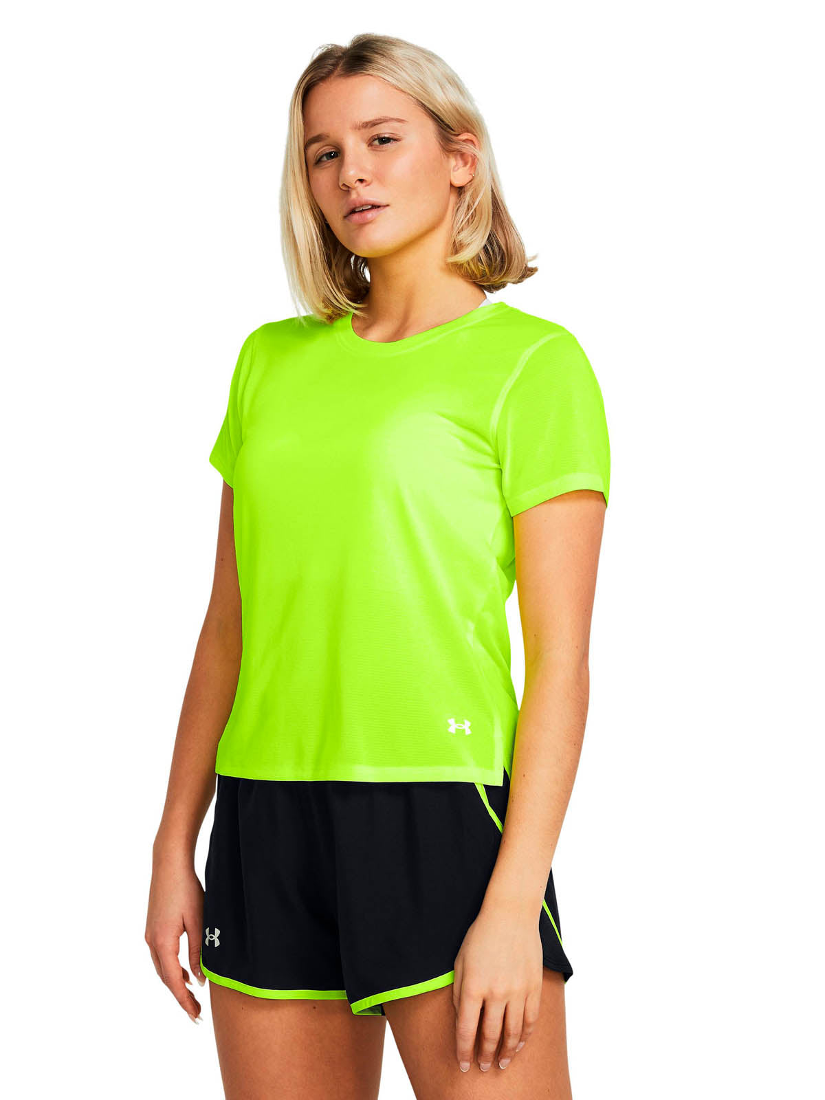 Polera manga corta Under Armour launch amarillo para mujer