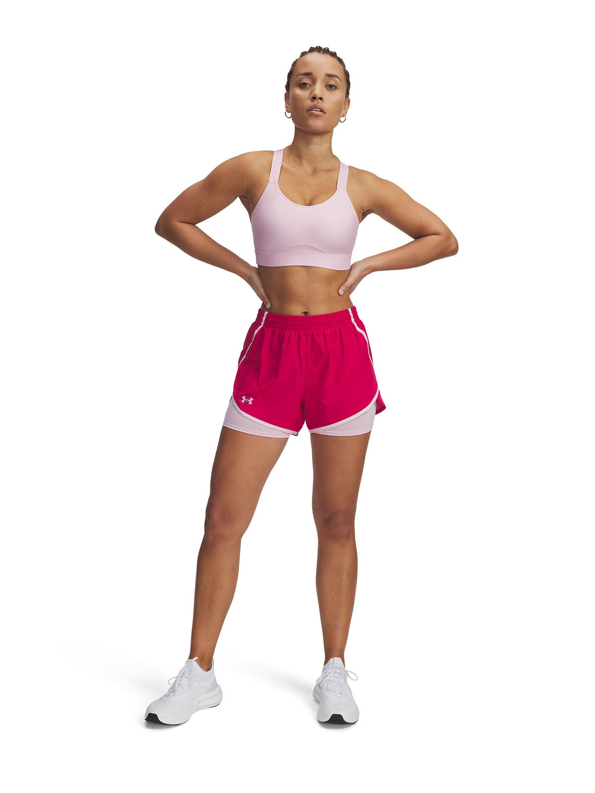 Shorts Under Armour fly-by 2-en-1 morado para mujer