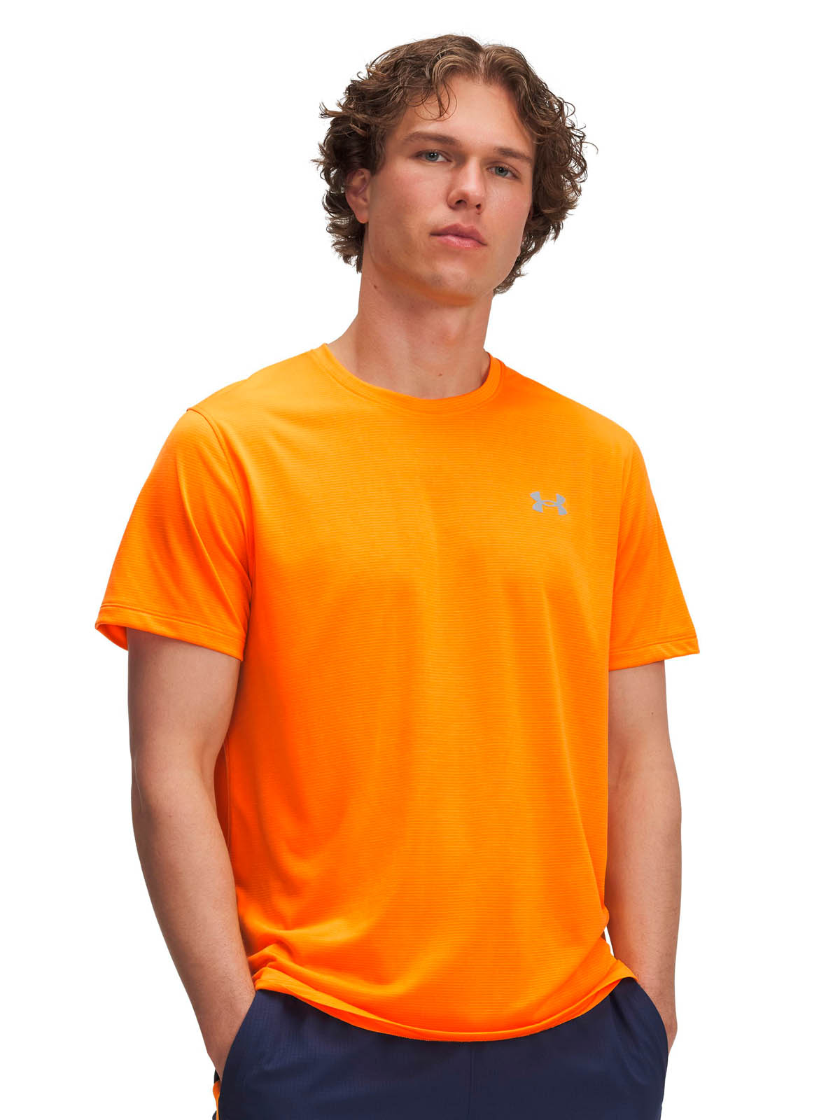 Polera Manga Corta Running para Hombre Launch Naranjo Under Armour