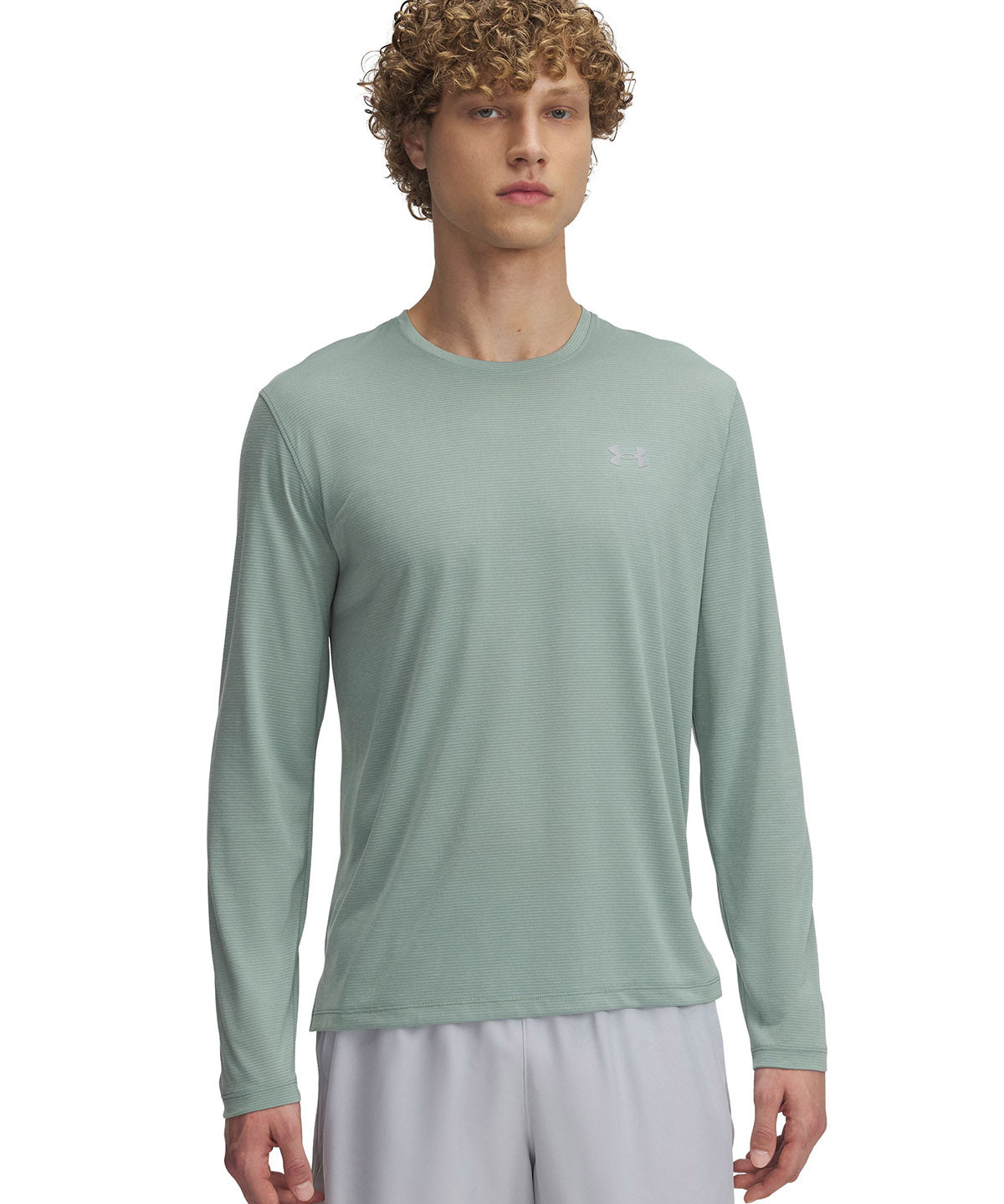 Polera manga larga Under Armour launch verde para hombre