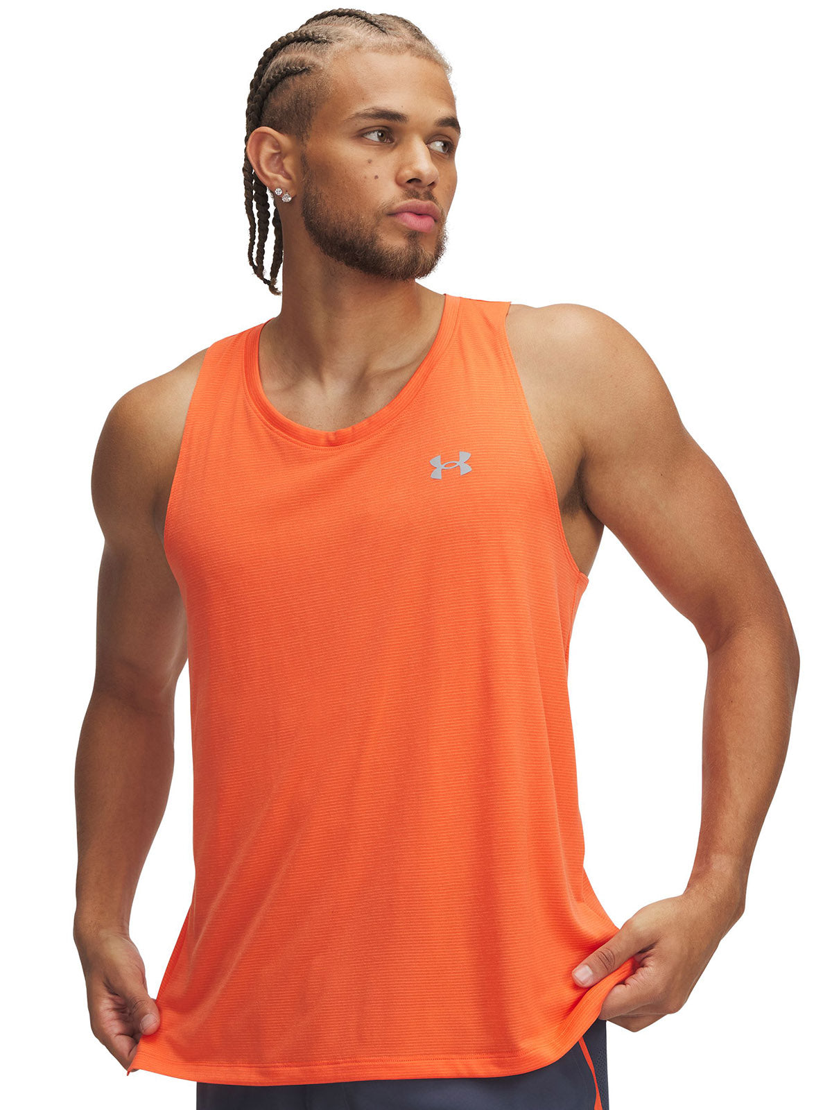 Polera sin mangas Under Armour launch naranjo para hombre