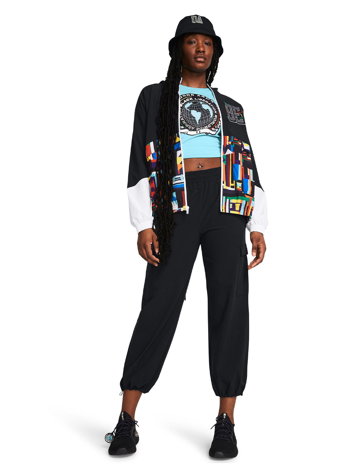 Chaqueta cargo UA Woven BHM para mujer