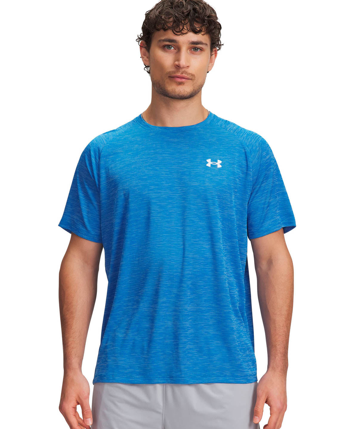 Polera manga corta de entrenamiento para hombre Tech Textured azul Under Armour