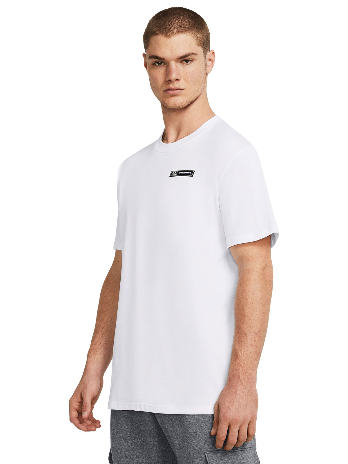 Polera manga corta Under Armour armour label blanco para hombre