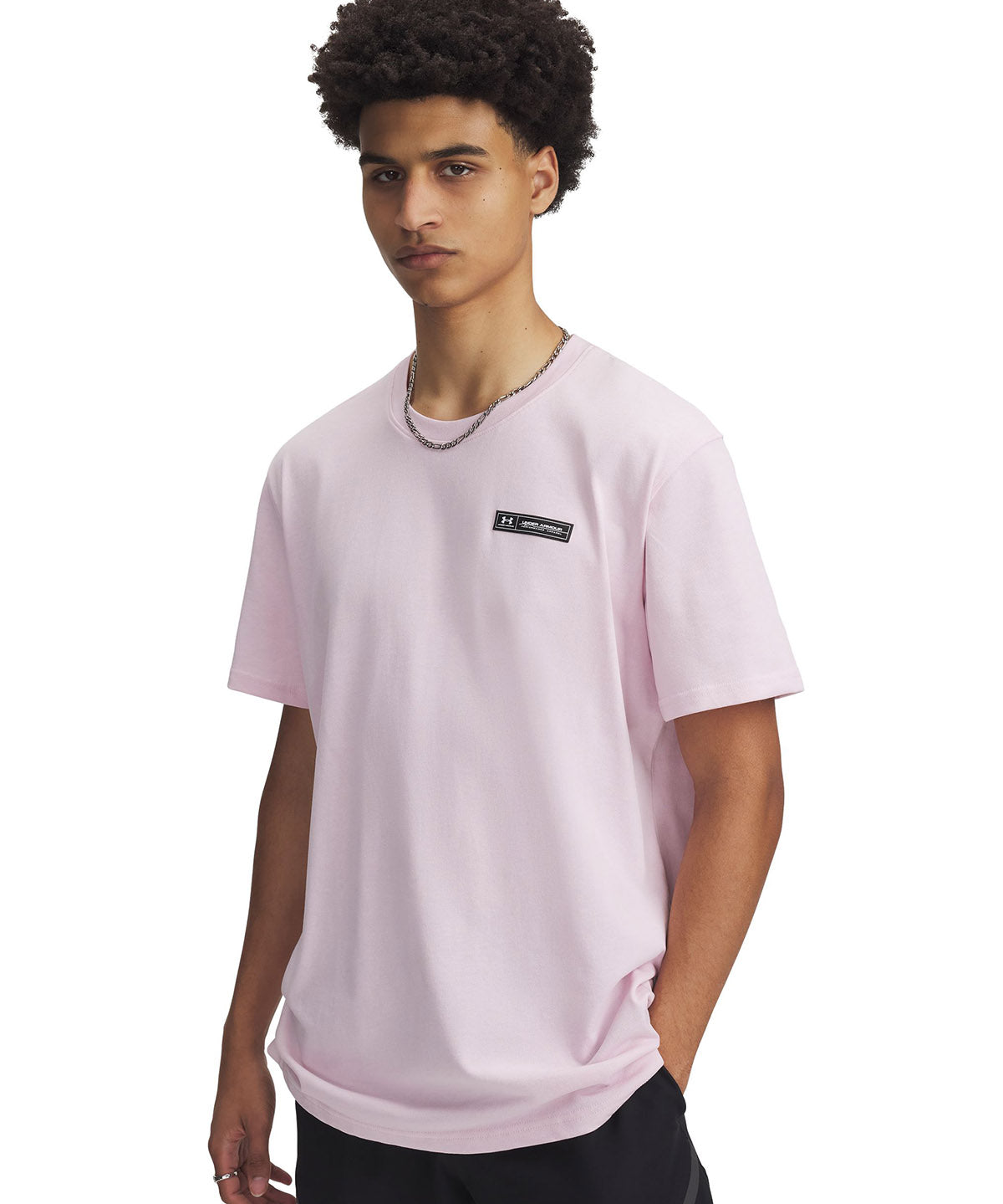 Polera manga corta Under Armour armour label rosado para hombre