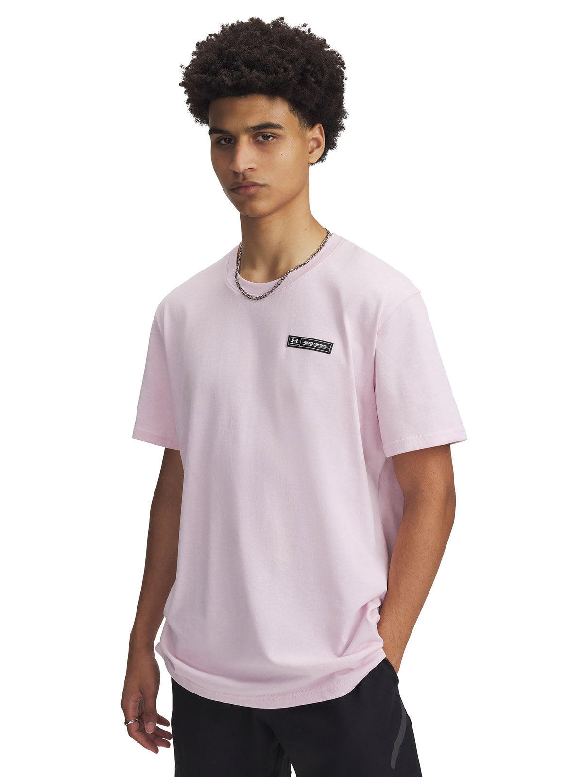 Polera manga corta Under Armour armour label rosado para hombre