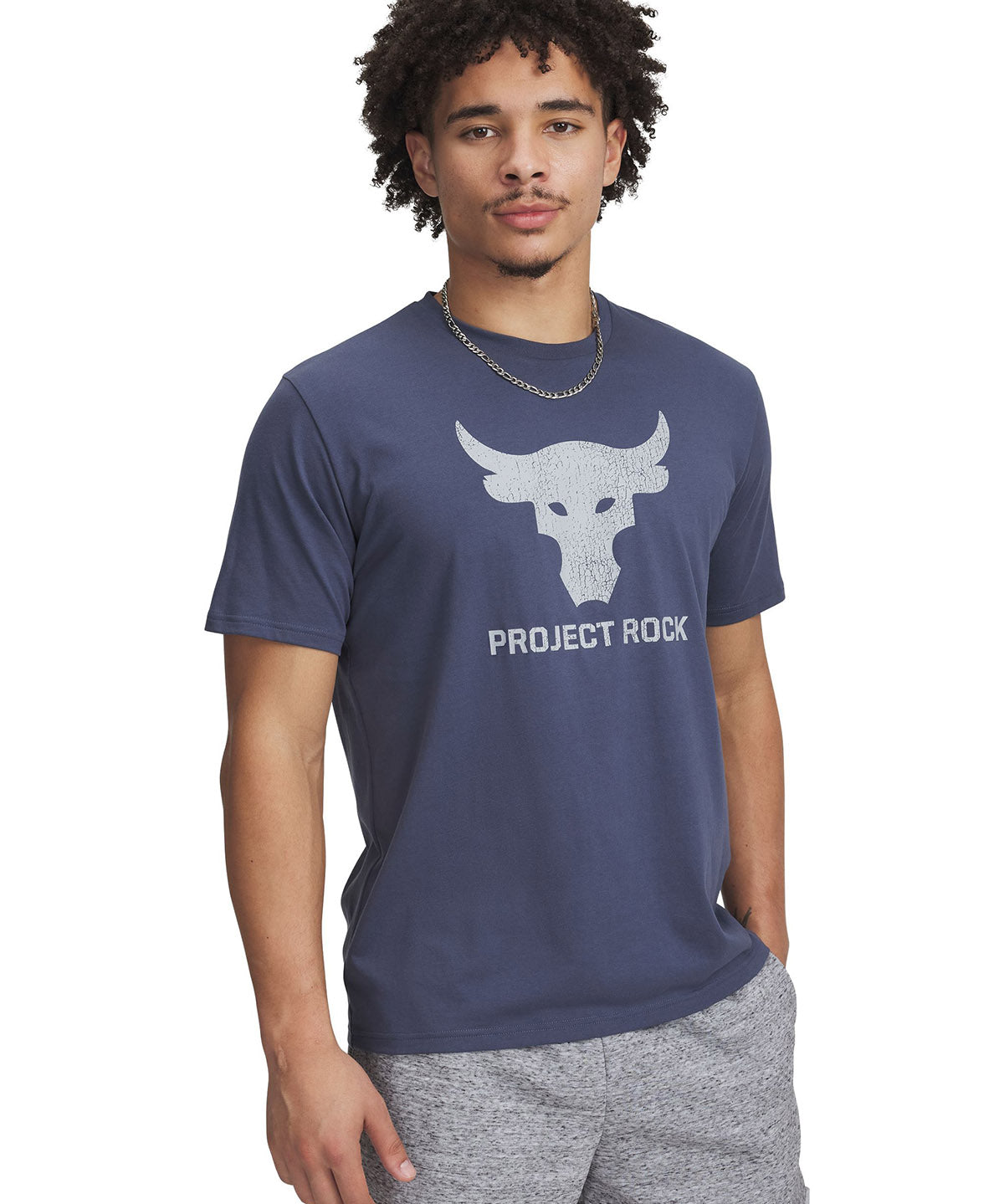 Polera manga corta Project Rock payoff gris para hombre Under Armour