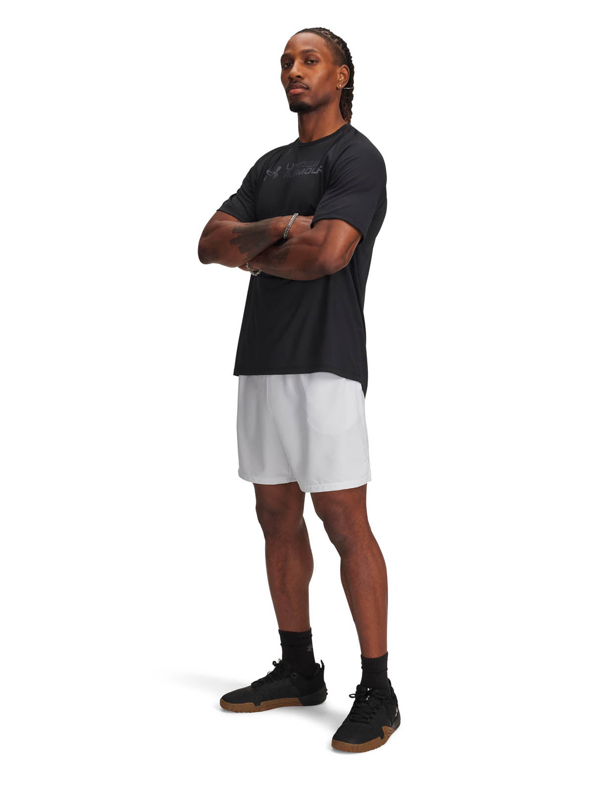 Short de entrenamiento para para hombre Tech Woven Wordmark Gris Under Armour