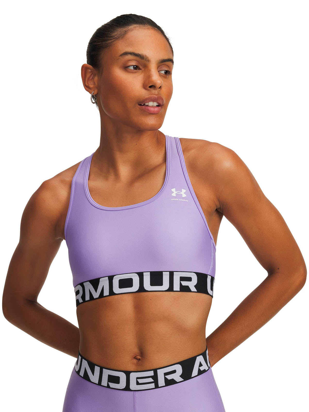 Peto de entrenamiento para mujer HeatGear Armour Mid Branded morado Under Armour