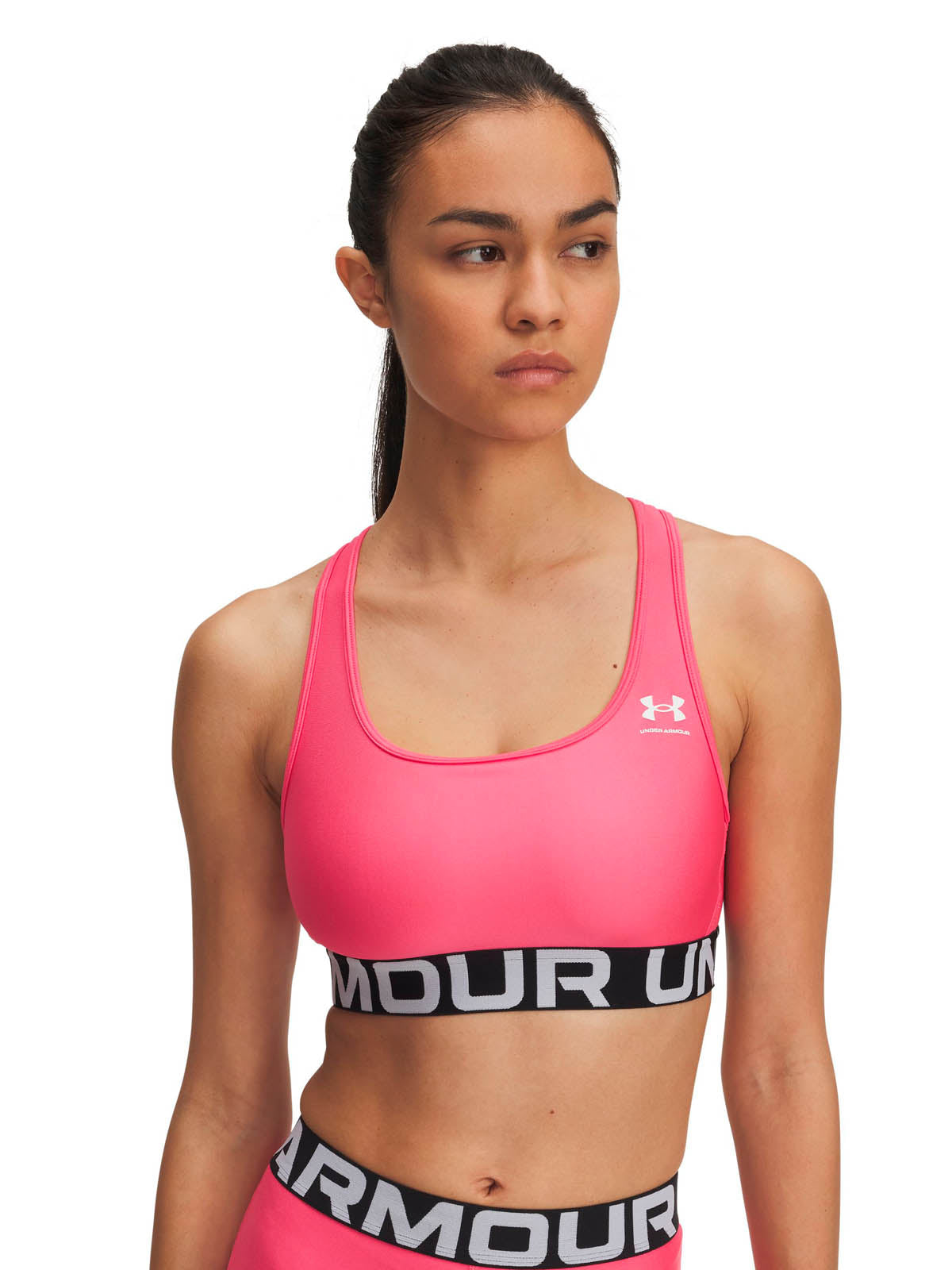 Peto de entrenamiento para mujer HeatGear Armour Mid Branded rosado Under Armour