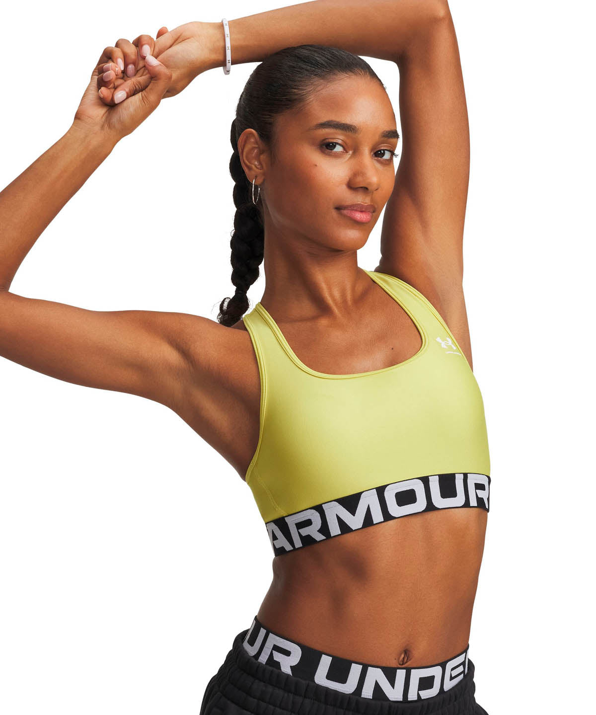 Peto de entrenamiento para mujer HeatGear Armour Mid Branded amarillo Under Armour