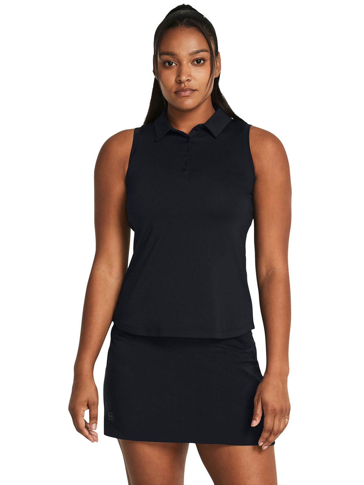 Polera sin mangas UA Playoff negro para mujer