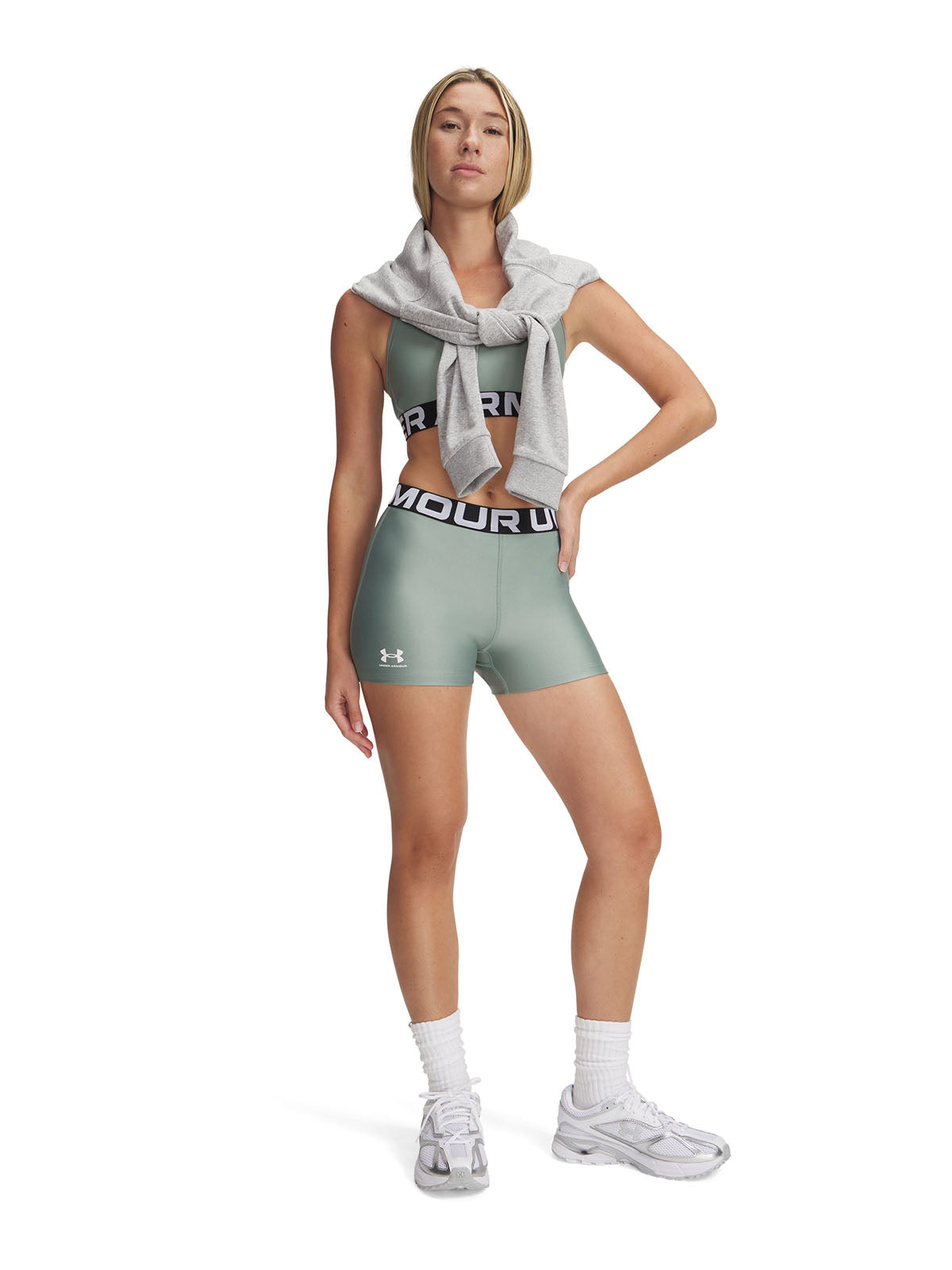 Calzas Heatgear shorty verde para mujer Under Armour