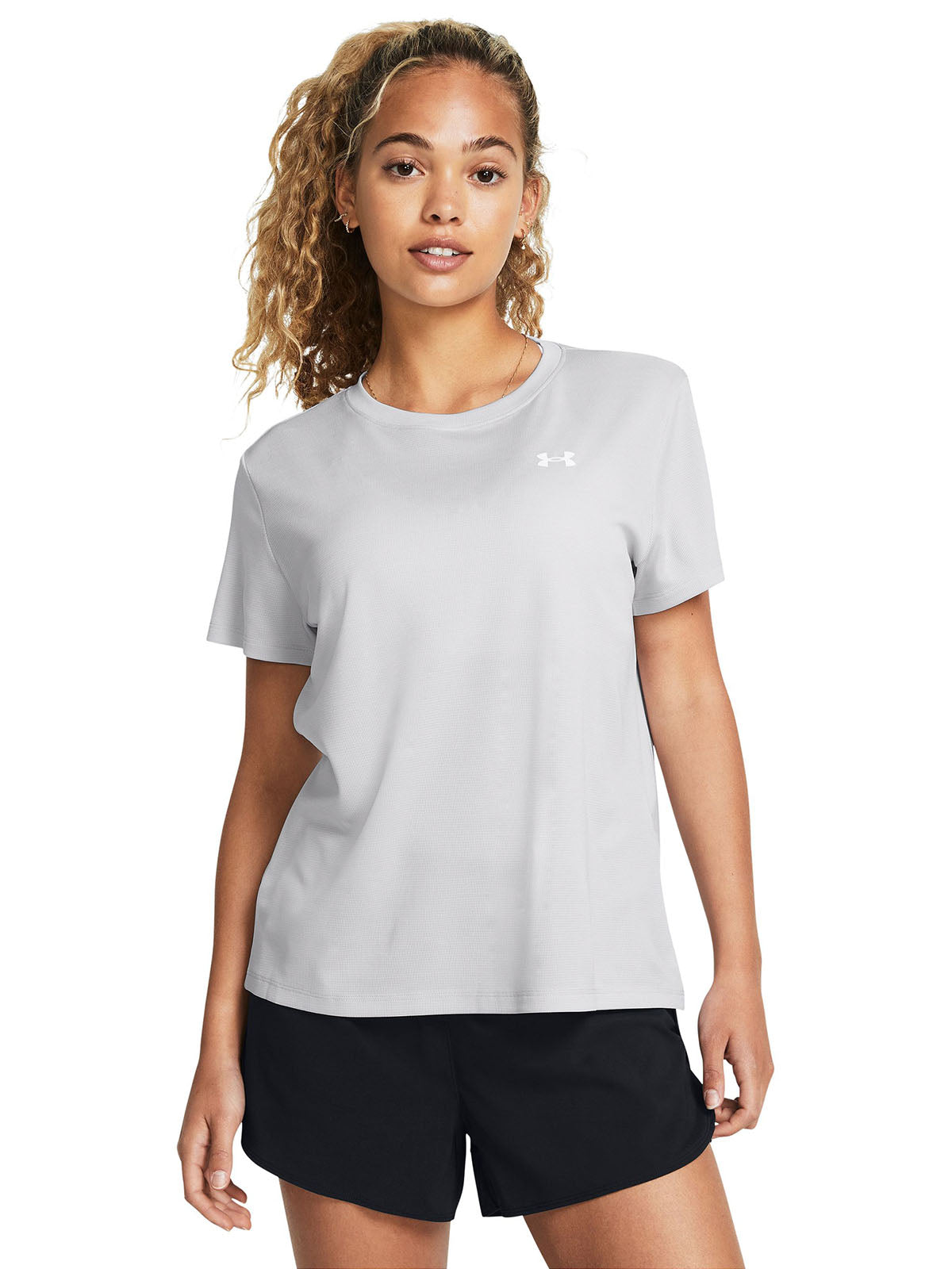 Polera manga corta Under Armour tech gris para mujer