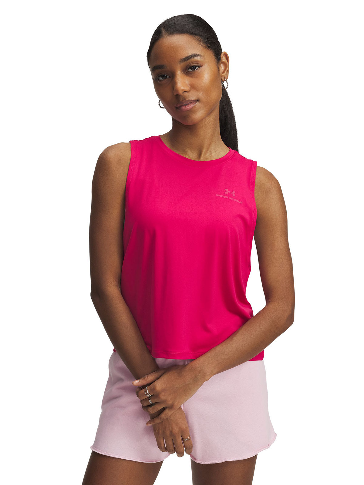 Polera sin mangas Under Armour vanish energy crop morado para mujer