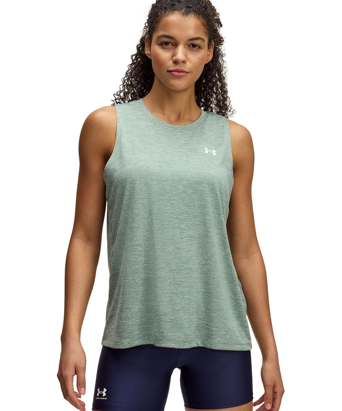 Polera sin mangas UA tech twist verde para mujer