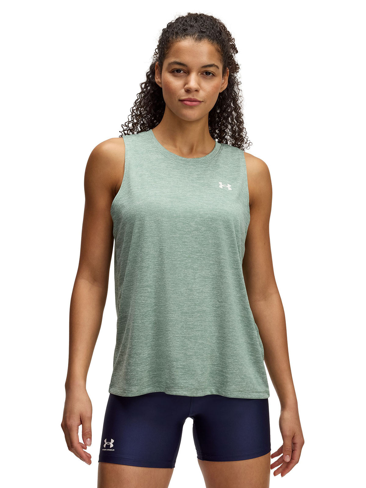 Polera sin mangas UA tech twist verde para mujer