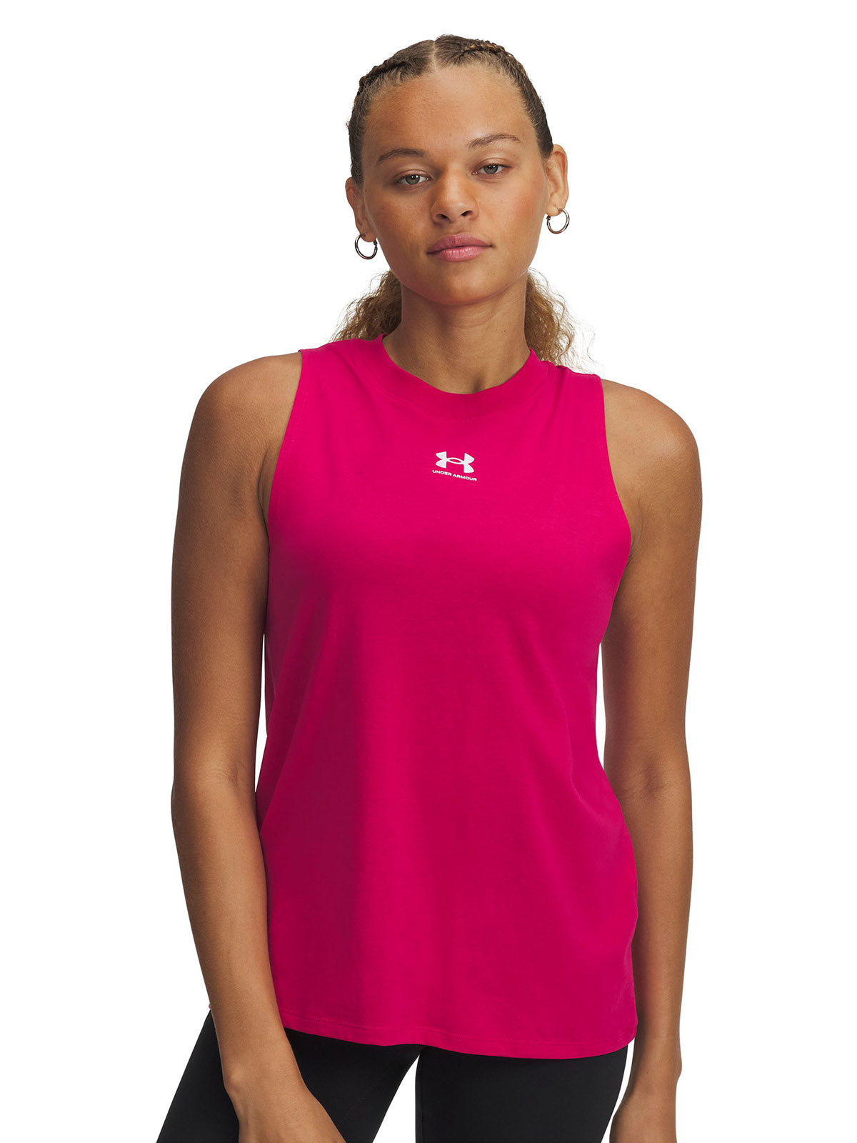 Polera sin mangas Under Armour Rival muscle tank rosado para mujer