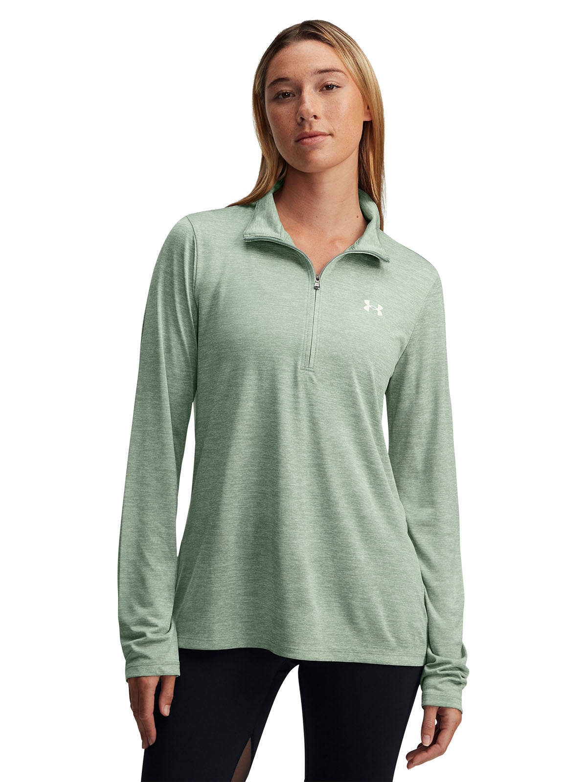 Polerón mujer Under Armour tech twist ½ cierre verde