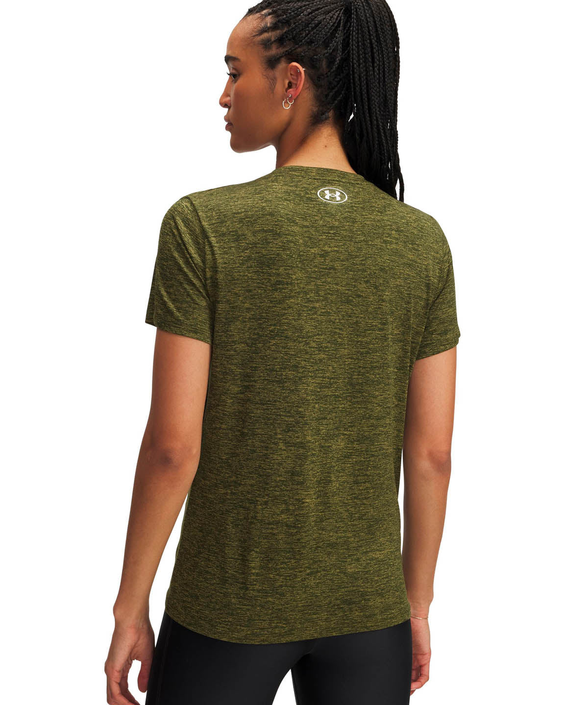 Polera manga corta de entrenamiento para mujer Tech V-Neck verde Under Armour