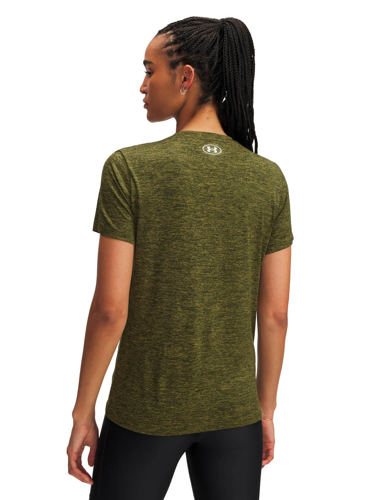 Polera manga corta de entrenamiento para mujer Tech V-Neck verde Under Armour