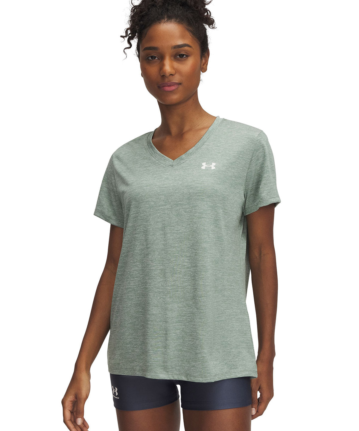 Polera manga corta Under Armour tech twist verde para mujer