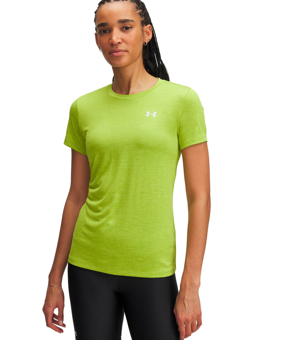 Polera manga corta de entrenamiento para mujer Tech Twist verde Under Armour